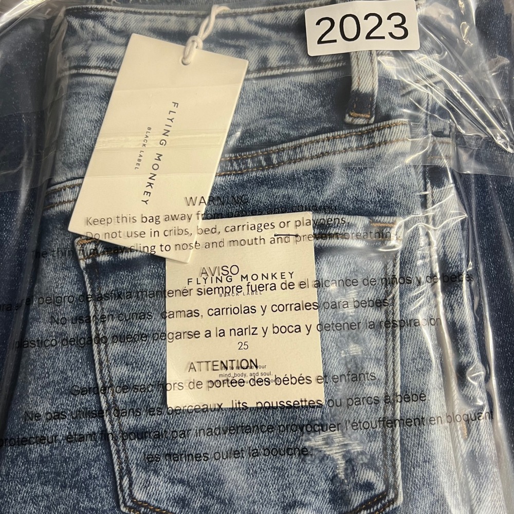 Flying Monkey BellBottom Flare Jeans Blue Acid Wash Colorblock Size 25 NWT - Picture 8 of 8